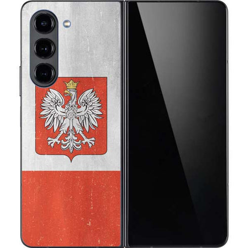 Poland Flag Distressed Galaxy Z Fold5 5G Skin
